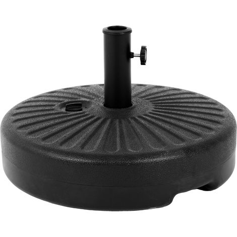 Socle rond pour parasol avec tube en acier galvanisé, charge par eau ou sable (1/5)