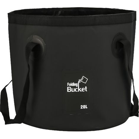 Seau pliable, seau portable pliable de 20 L, seau de lavage de voiture, adapté au camping, à la randonnée, à la pêche et aux voyages, noir (1/5)