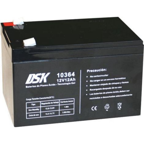 DSK 10364 - Batteria al piombo sigillata AGM Gel Technology 12V 12Ah. Ideale per qualsiasi dispositivo di mobilità elettrica. Supporta cicli di utilizzo più lunghi. Se si rompe, il gel non fuoriesce. (1/3)