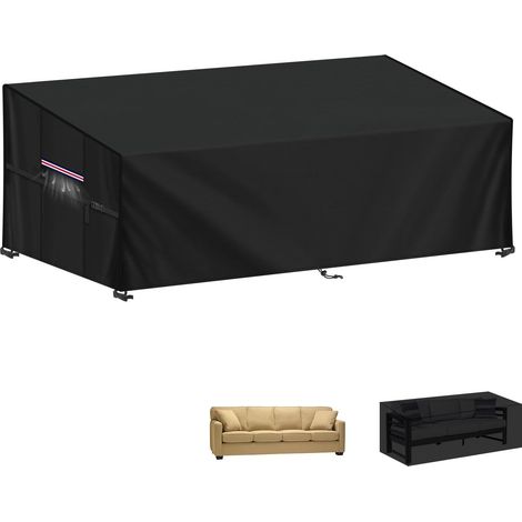 Outdoor Sofa Cover Protective Covers for 3-4 Seater Sofa Outdoor Furniture Cover for Garden Sofa, Waterproof Protective Tarpaulin for Sofa, 220 x 85 x 71/61 cm (1/5)