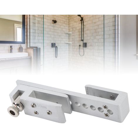 [Glastürschloss] 12-Loch-Sicherheitsschloss aus Aluminium/Edelstahl für rahmenlose Badezimmertüren, verstellbar 8-12 mm/12-22 mm, silber, 2 Stück. (1/5)