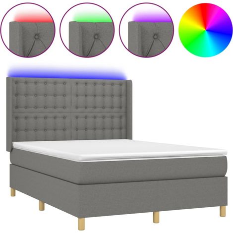 Maison Exclusive - Sommier à lattes de lit matelas LED Gris foncé 140x190 cm Tissu