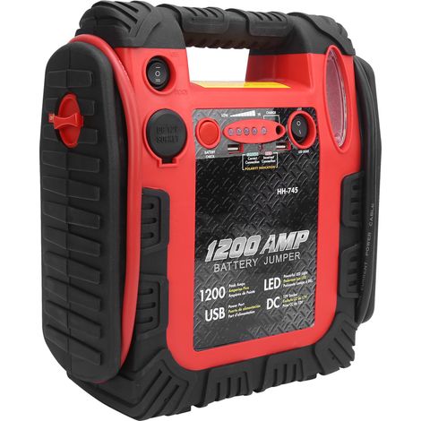 Démarreur de voiture portable 12 V CC avec éclairage de secours LED intelligent et alimentation secteur (prise UE 110-220 V) (1/5)
