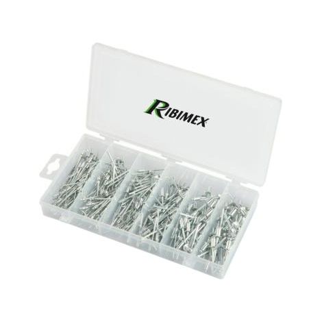Ribimex – Lot de 320 rivets en coffret – Douille à river aluminium – Clou acier galvanisé – Pour bois dur et teck (1/4)