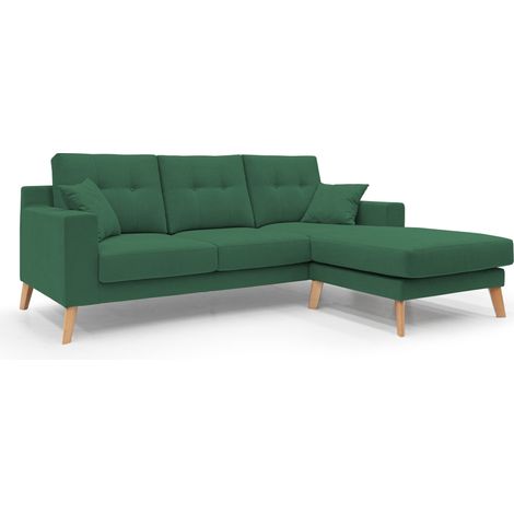 Danish Sofá rinconero moderno reversible de tela suave e impermeable 237 cm Verde