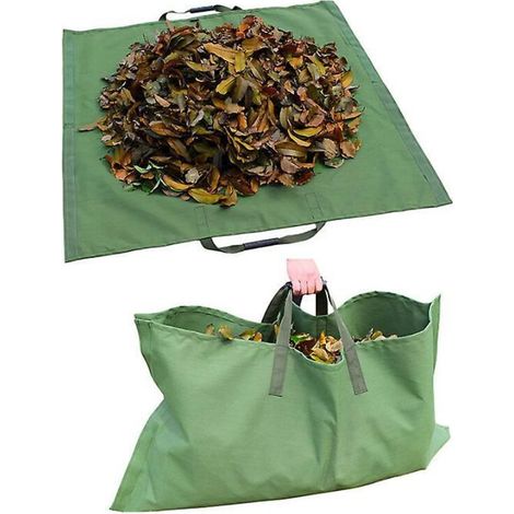 Umweltfreundlicher, strapazierfähiger und wiederverwendbarer 2-in-1-Gartenabfallsack, faltbar, wasserdicht, aus Oxford-Gewebe mit Reißverschluss – 145 x 142 cm (1/5)