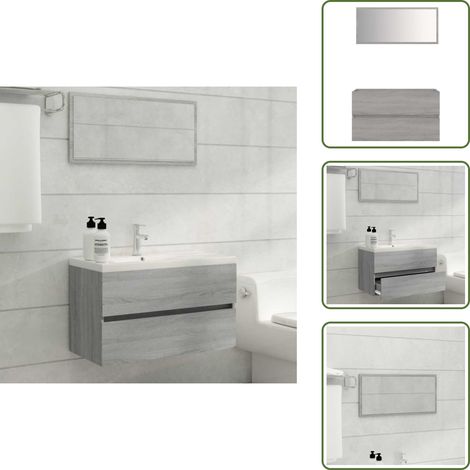 Ensemble de meubles de salle de bain 2 pcs Sonoma gris - Meuble De Salle De Bain - Armoire De Salle De Bain - Ensemble Salle De Bain - Ameublement Salle De Bain - Design Salle De Bain (1/5)