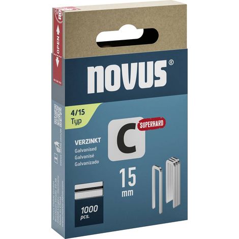 Novus Tools 042-0801 Graffette a dorso stretto tipo 4 1000 pz. Dimensioni (L x L) 15 mm x 6.1 mm (1/2)