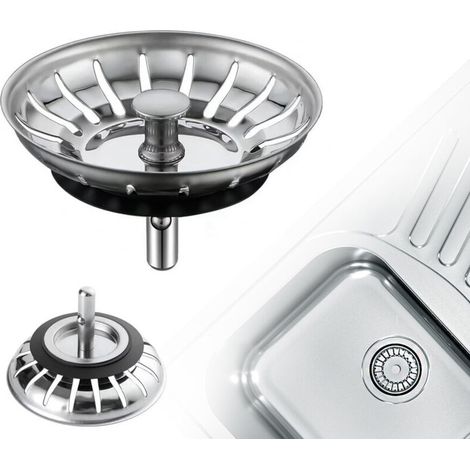 Lot de 2 bouchons évier cuisine inox Filtre universel 78mm Bonde évier avec grille antiblocage Vidange rapide (1/5)