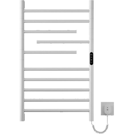 Handtuchheizkörper Elektrisch, 250W Badheizkörper Elektrisch Touch-Steuerung 35-70°C, 10 Stangen Handtuchtrockner (3 Armen Drehbar 180°), Handtuchheizkörper Edelstahl, IPX4, Weiß (1/5)