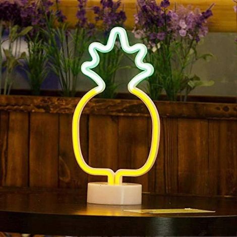 Neon Cute Ananas Light Sign Night avec Lumire de Decor Titulaire, Signs de Chapiteau pour Nol Fate d'anniversaire, Chambre d'enfants, Salon, Décoration (1/5)