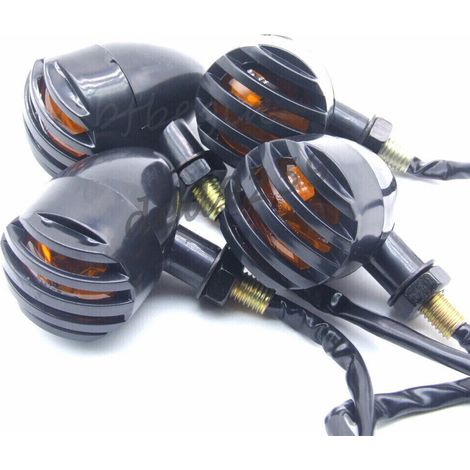 4 PIÈCES MOTORRAD E11-GEPRÜFT MINI CLIGNOTANT AVEC GRILL BLINKLEUCHTE UNIVERSEL 12V