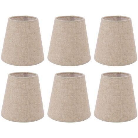 6 pièces petit abat-jour Clip sur tambour abat-jour en tissu de lin pour bougies ampoules accessoires d'éclairage (1/5)