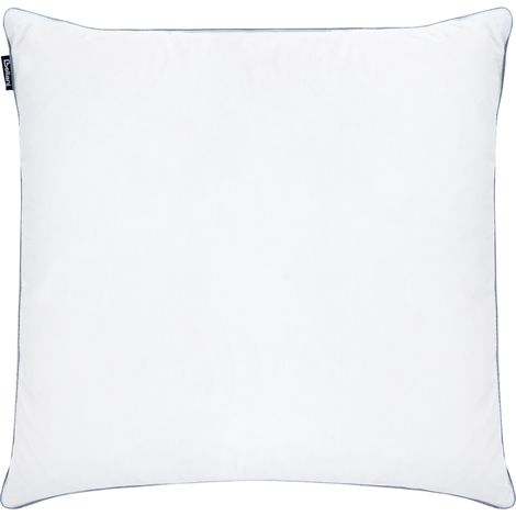 Almohada de plumas y plumón de pato de perfil alto para cama triple compartimento funda de algodón de primera calidad blanco 80 x 80 cm Teide