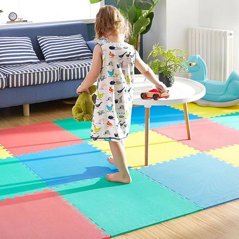 YORKING 9Pcs Foam Floor Mats EVA Interlocking Soft Foam Play Ma 30X30cm for Kids Gym, Yoga, and Exercise - Durable Tiles for Children, Toddlers, Crawling, and Sports (1/5)