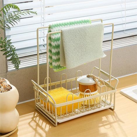 Porte-Éponge - Support Pour Éponge De Vaisselle Et Chiffon De Cuisine - Avec Bac De Récupération D'Eau - En Acier Inoxydable - 1 Pièce (1/5)