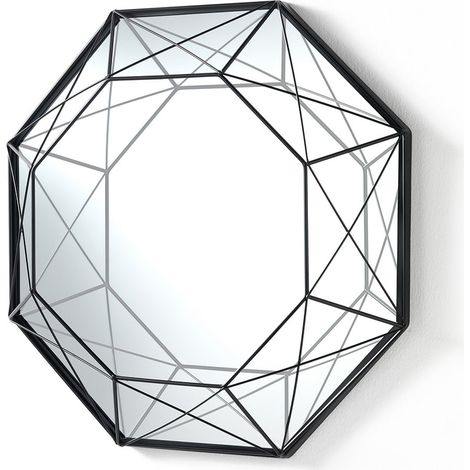 Espejo de pared geométrico en metal negro mate 45x45 Shine