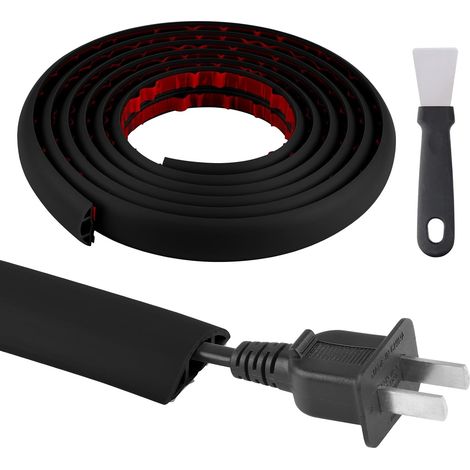 Goulotte autocollante universelle noire de 3 m (30 mm de large) pour cacher plusieurs câbles en toute sécurité sur le mur, le sol et les meubles Pour la maison et le bureau à domicile (1/5)