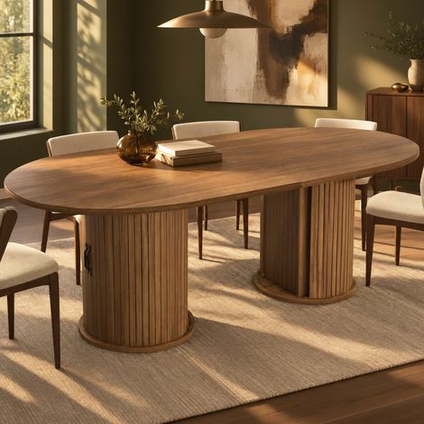Tavolo da pranzo allungabile 149,8-189,7 cm MDF marrone scuro (1/5)