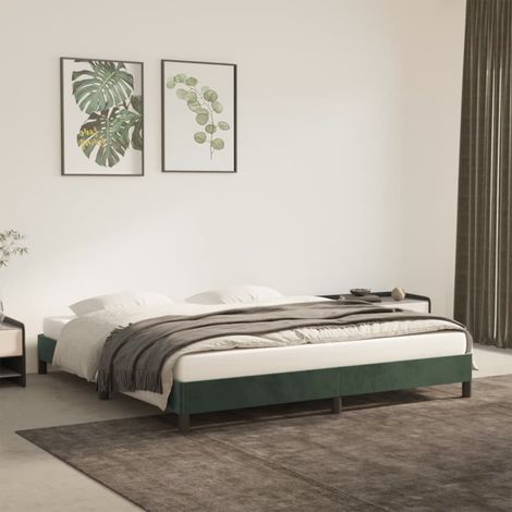 Lit double-180 x 200 cm, Cadre de lit, Lit adulte Vert foncé 180x200 cm Velours JKF333606 DESIGN IN (1/5)
