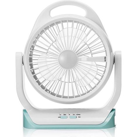Tragbarer, per USB aufladbarer Tischventilator mit LED-Licht. (1/5)