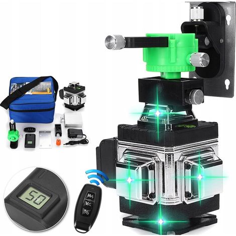 Niveau laser 4D, 16 lignes, 360, lumière verte, noir/gris (1/5)