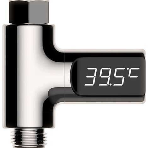 Pommeau de douche avec affichage LED de la température de l'eau, commutation Fahrenheit/Celsius, fonction minuterie, 2e génération (1/4)