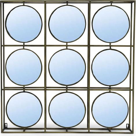 Cadre 9 miroirs fer doré 77x8x77cm
