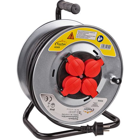 Kestek Stahlblech Kabeltrommel Kabelrolle Stromkabel 50m H05RR-F 3G1,5mm² IP44 (1/4)