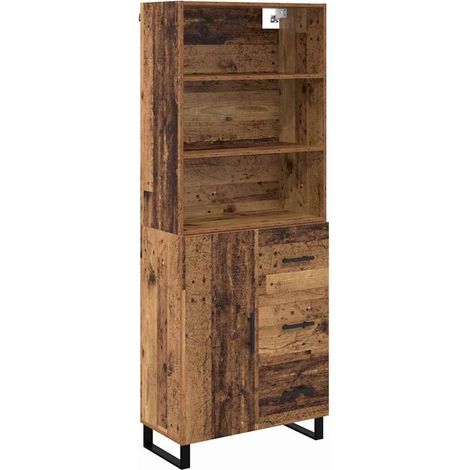Maison Exclusive - Aparador alto con cajón 2 pcs Madera vieja Mad
