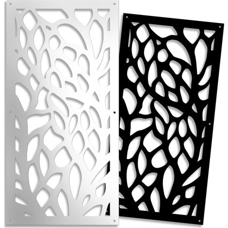 FOGLIE - Panneau PVC ajouré épaisseur 1 cm - Brise-soleil - Dimension : 47x94 cm - Couleur : noir