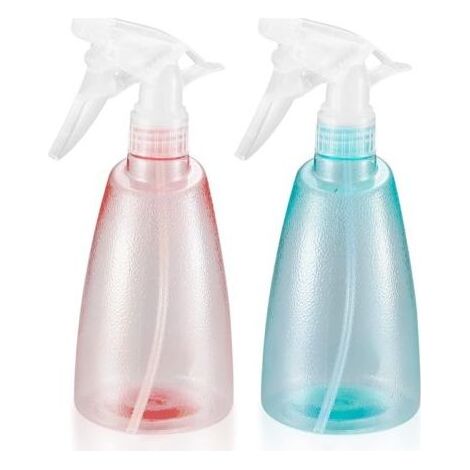 Lot de 2 flacons pulvérisateurs de 500 ml - En plastique - Vaporisateur Mister - Pour le nettoyage de la maison, le jardin, la coiffure, les plantes, les fleurs - Rose/vert (1/4)