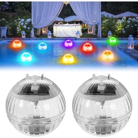 Lámpara solar flotante para piscina, 2 bolas de luz, 7 colores RGB, ABS impermeable, iluminación exterior para jardín, estanque, playa.