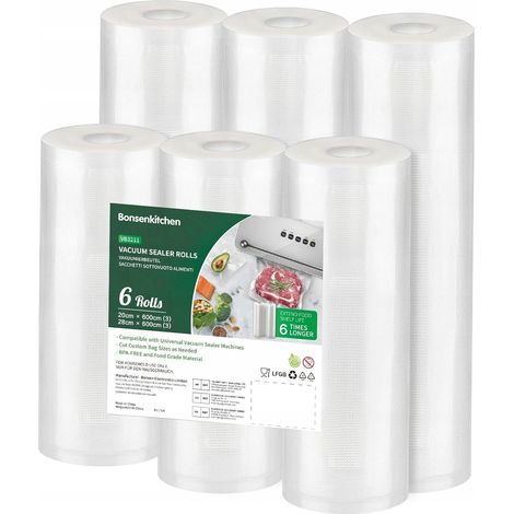 Rollos de papel de aluminio Bonsenkitchen para envasado al vacío (6 unidades) para selladora Sous Vide, libres de BPA. (1/5)