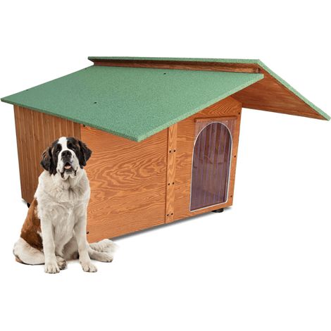 Cuccia In Legno Per Cani da Esterno Tendina OMAGGIO mod. Extra Large MADE IN ITALY Mod. 4XL “Gigante” Con Pensilina con Tendina OMAGGIO