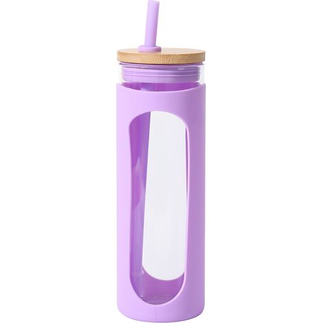 Gobelet En Verre 600 ml - Couvercle En Bambou - Paille En Acier Inoxydable - Manchon En Silicone - Sans BPA (1/5)