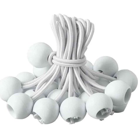 Tendeur Bache - Tendeur Élastique avec Boule en Caoutchouc - Pour Bâche Pavillon Tente Trampoline Bannière - 20 Pièces - Longueur Réglable 20 cm (1/5)