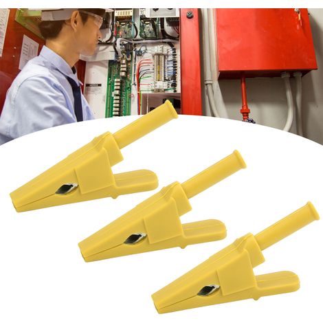 J.60050 Pince de pêche adaptateur tout cuivre de type ouvert de 20 mm avec prise de 4 mm à l'extrémité pour les tests de puissance, vendue par paquets de 10 (jaune). (1/5)