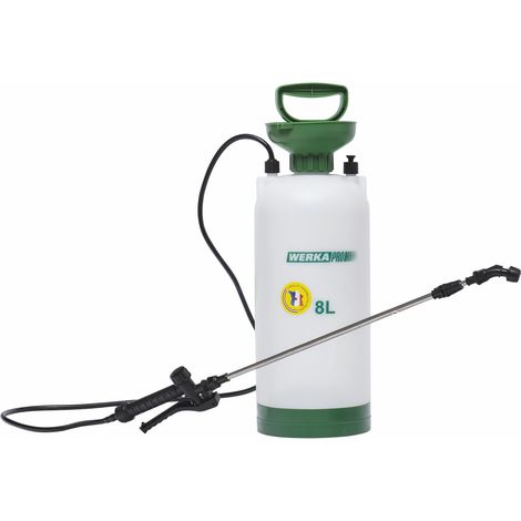 Werka Pro – Pulvérisateur à main 8 litres – Réservoir polyéthylène – Tuyau flexible 1,20 m – Pression 2,5 Bar pour applications précises