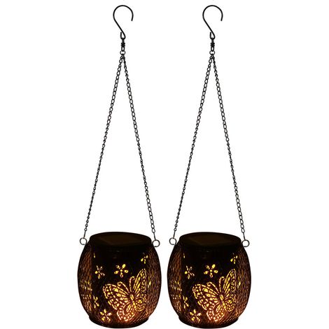 Lanterne solaire d'extérieur, lampe solaire portable 2 en 1 améliorée à suspendre, décorations de Noël, lanterne solaire étanche pour arbre, jardin, terrasse, allée, lot de 2 (1/5)