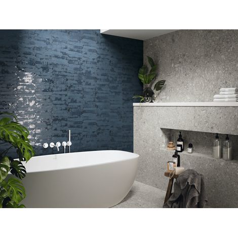 Faience Navette GRUNGE Blue 4,3x24,3cm (1/2)