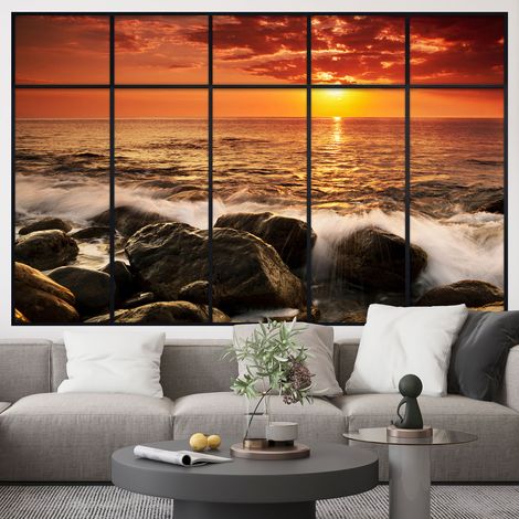 Stickers Trompe l'oeil fenêtre verrière - Vue Mer - 60 x 95 cm (1/5)