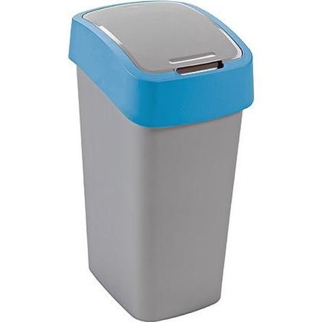 Poubelle Curver® FLIP BIN 45 L, gris-argent/bleu, pour déchets