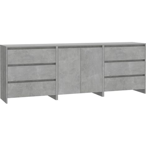 Credenza a buffet cassettiera mobile contenitore organizer cucina soggiorno salotti 3 pezzi legno ingegnerizzato grigio 020037139