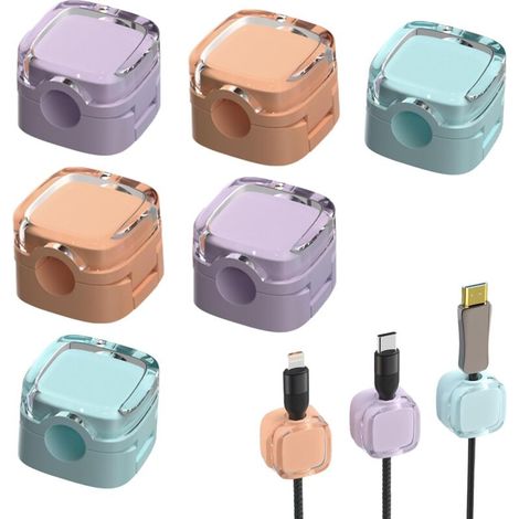 Set di 6 clip magnetiche per cavi, organizer magnetico per cavi per caricabatterie del telefono, supporto autoadesivo per scrivania o comodino. (1/4)