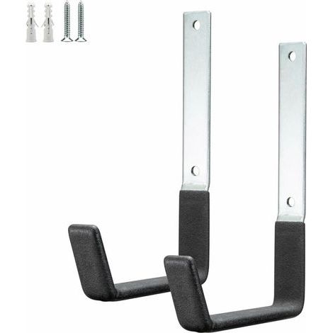 Crochets utilitaires pour mur de garage, crochets de rangement très résistants, organisateur d'outils de jardin, crochets de rangement mural en acier (M 12,5 x 19 cm), STEEL HOOKS 2PACK (1/4)