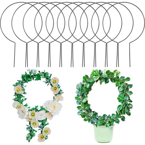 Lot de 10 supports ronds pour plantes en pot, supports de jardin de 24,5 cm, adaptés aux plantes grimpantes et aux plantes d'intérieur. (1/5)