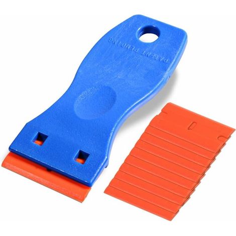 Squeegee, glass scraper ceramic hob scraper with 10 blue plastic scrapers (1/5)