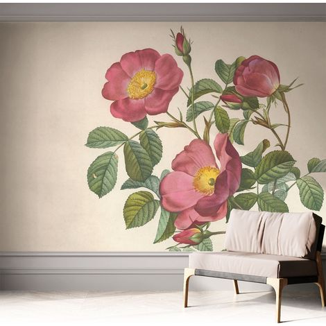 Papier peint autocollant Mural avec colle pour salon et chambre Décoration murale rapide Motif de roses 312x219 cm (1/5)