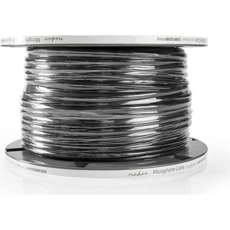 Cable de microfono 2 x 025 mm cobre 1000 m redondo pvc negro bobina
